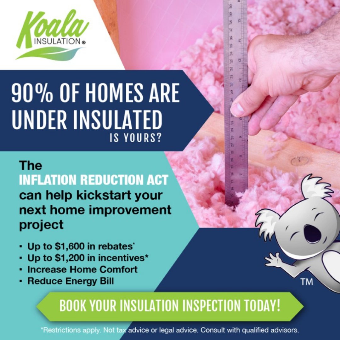 KoalaGRMichigan's tweet photo. Call (616) 333-6667 or
Book On-Line https://t.co/XjOqsXhyEk
FOR A FREE ESTIMATE

#inflationreductionact #saveenergy #savemoney #blowininsulation #sprayfoam #opencell #closedcell #battinsulation #cellulose #fiberglass https://t.co/mROo0G8ZGi