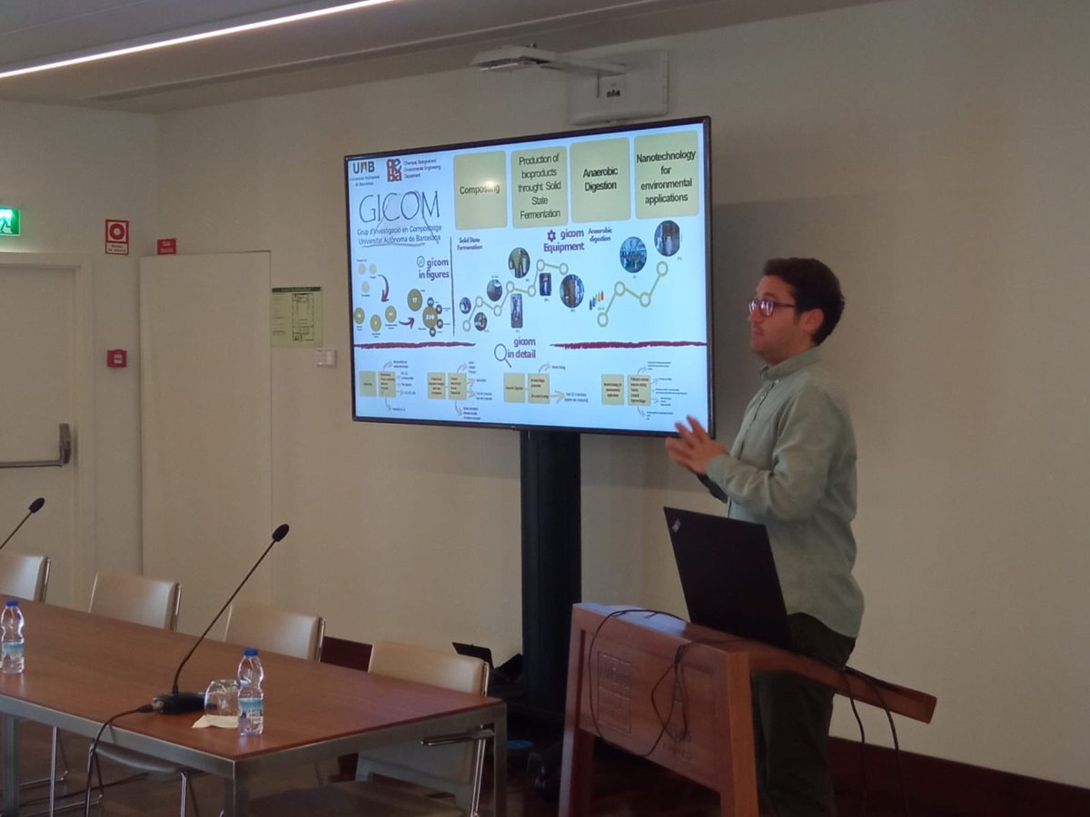 GICOM11's tweet photo. Hoy, el Dr. @JavierMoral15 presenta en #Portugal las líneas de investigación del Grupo en el marco del nuevo proyecto europeo BrownBio de valorización de productos de la fracción orgánica de residuos urbanos, desde la misma separación en los hogares. @DeqbaUab @UABBarcelona https://t.co/G1Mwc3Lu0C