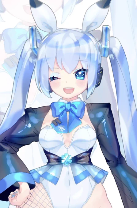 今回描いたバニー雪ミクさん、この辺だけなら普通に健全でかわいい絵なのではないでしょうか(全身見ても健全だが??? 