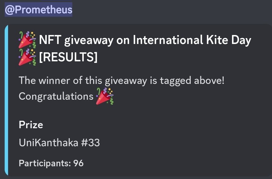 LineageArt's tweet photo. Happy to Announce Winner of UniKanthaka #NFT Giveaway on International Kite Day.
🎉
Join Discord to Participate in upcoming giveaways https://t.co/VAQFhcTzIx
🎉
#NFTs #NFTCommunity #NFTProject #NFTGiveaway #NFTWhitelist #FreeMint https://t.co/vb5hYRGbmZ