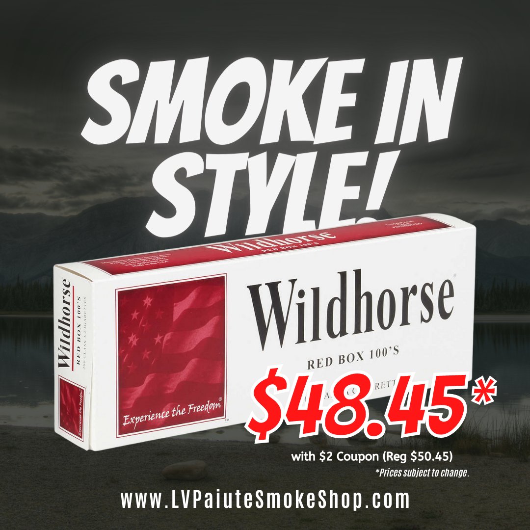 Smoke in style with Wildhorse Cigarettes! #SmokeInStyle #WildhorseCigarettes #BestofLasVegas #BestSmokeShop #SmokeWithStyle #SmokingInStyle #SmokingElegance #SmokingStyle  - mailchi.mp/lvpaiute/get-t…