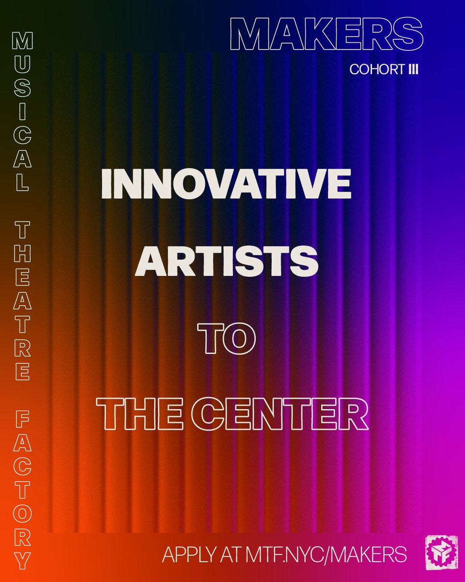 MTFmusicals's tweet photo. CALLING ALL INNOVATIVE ARTISTS!
What makes an artist a Maker? If this sounds like you, head over to https://t.co/Me4UPhv76V to apply today!
#MTFMakers #CohortIII #MusicalTheatreDevelopment #MAKERSIII #InnovativeArtists #MusicalTheatreCreators #NewMusicalDevelopment https://t.co/Mrgt22nHKX
