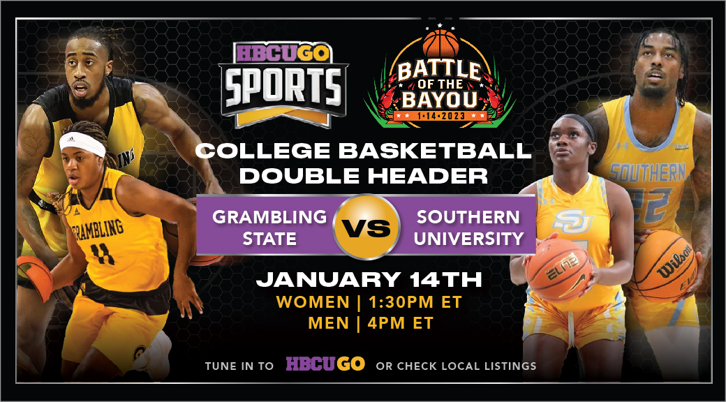 HBCUGoTV's tweet photo. It’s GO Time! Join us LIVE on @HBCUGoTV for the  BATTLE OF THE BAYOU ⚜️🏀🔥 See an epic rivalry between @GSU_TIGERS &amp; @SouthernUsports on Jan. 14, starting at 1:30p ET. 📺 Stream free on HBCU Go! https://t.co/AYEjY8ZI1L #HBCUGo #HOOPS #SWAC https://t.co/Z8mbMCwTdc