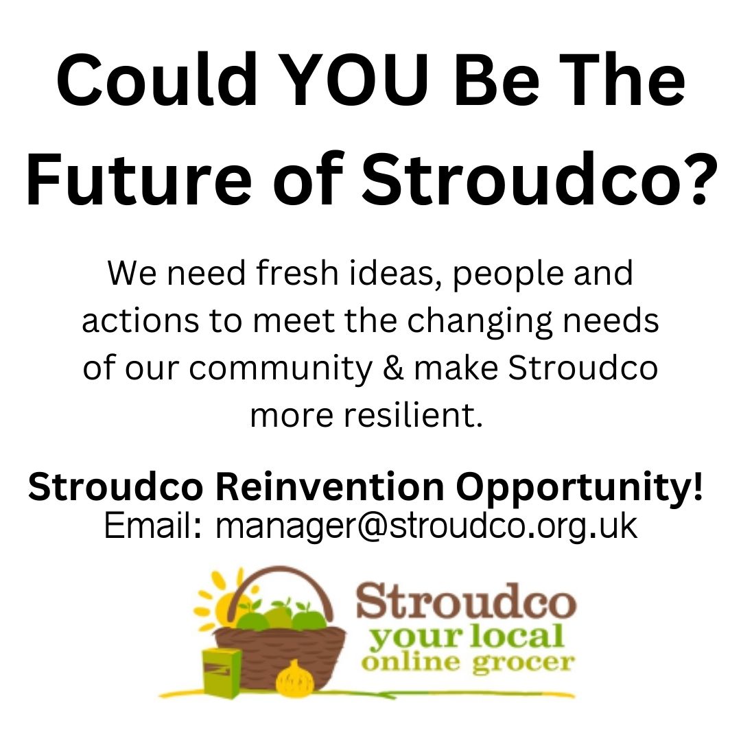 StroudcoFoodhub's tweet photo. Opportunity to reinvent Stroudco to meet the changing needs of our community! To stay resilient we need fresh ideas, people & actions If this does not happen we will be winding up at the end of March.
Email manager@stroudco.org.uk to get involved or discuss.
#stroud https://t.co/mwUYc5WC5p