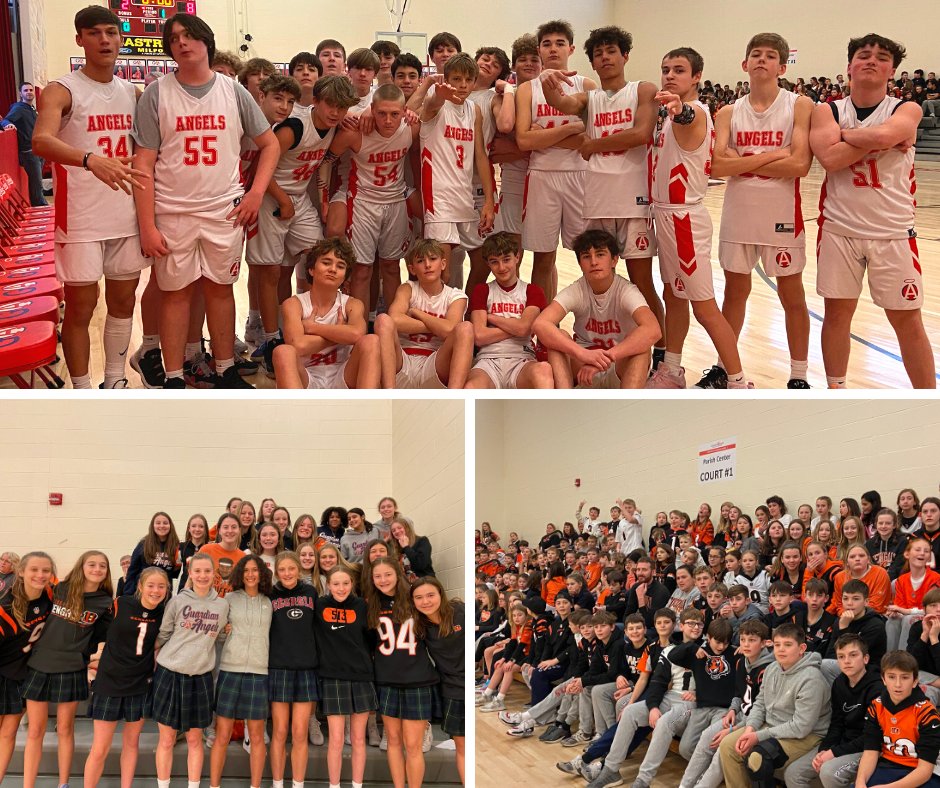 GACincinnati's tweet photo. Our GA 8th Grade Boys versed the Seminarian "Minor Prophets" yesterday in a competitive game of basketball. We had a full house for this nail biter. The 8th Grade Boys got the win! #goangels #gaisfamily https://t.co/lbgGKFcnaj