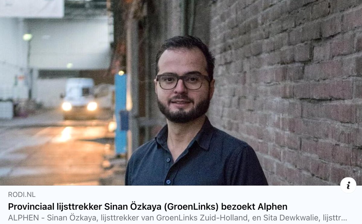 "Sinan Özkaya, lijsttrekker van GroenLinks Zuid-Holland en Sita Dewkwalie, lijsttrekker voor <a href="/WNRijnland/">Water Natuurlijk Rijnland</a> komen op zaterdagmiddag 21 januari naar Alphen." rodi.nl/alphenaandenri…