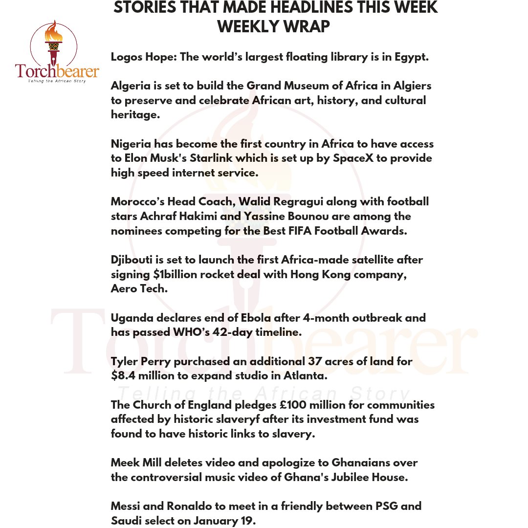 Torchbearer101's tweet photo. It's a wrap.👌🏻
What were your highlights of stories that made headlines this week?
#news #stories #Headlines #weeklywrap #wrap #Africa #storytelling #Africanarrative #ParadigmShift #changingthenarrative #tellingtheAfricanstory #Torchbearer #Trending https://t.co/EJqODMw9uX