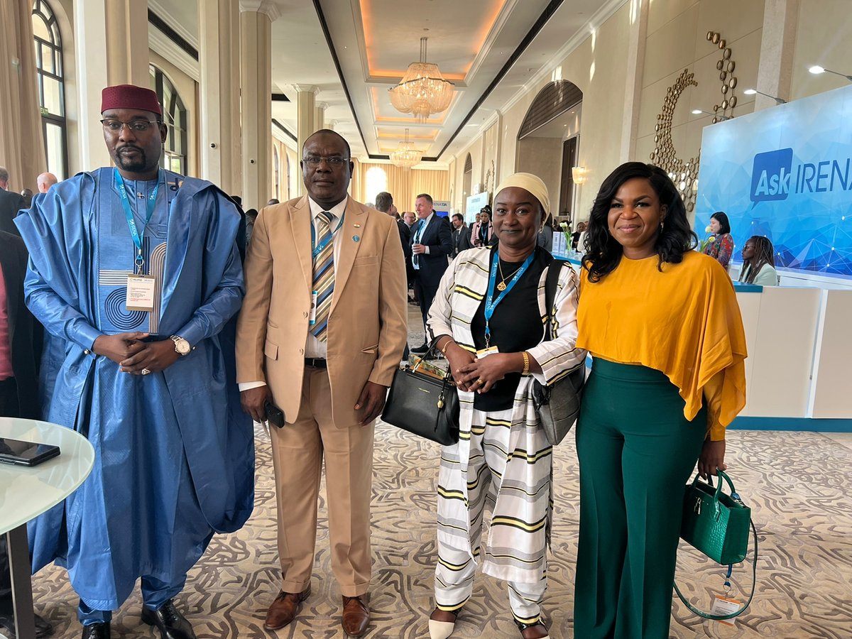 DamilolaSDG7's tweet photo. On the sidelines of #IRENA13A I had a brief chat with H.E. @Ibrahimayacoub, Minister of Energy and Renewable Energies of #Niger on the country's energy access plans and progress towards #SDG7. https://t.co/20EobUq1Wa