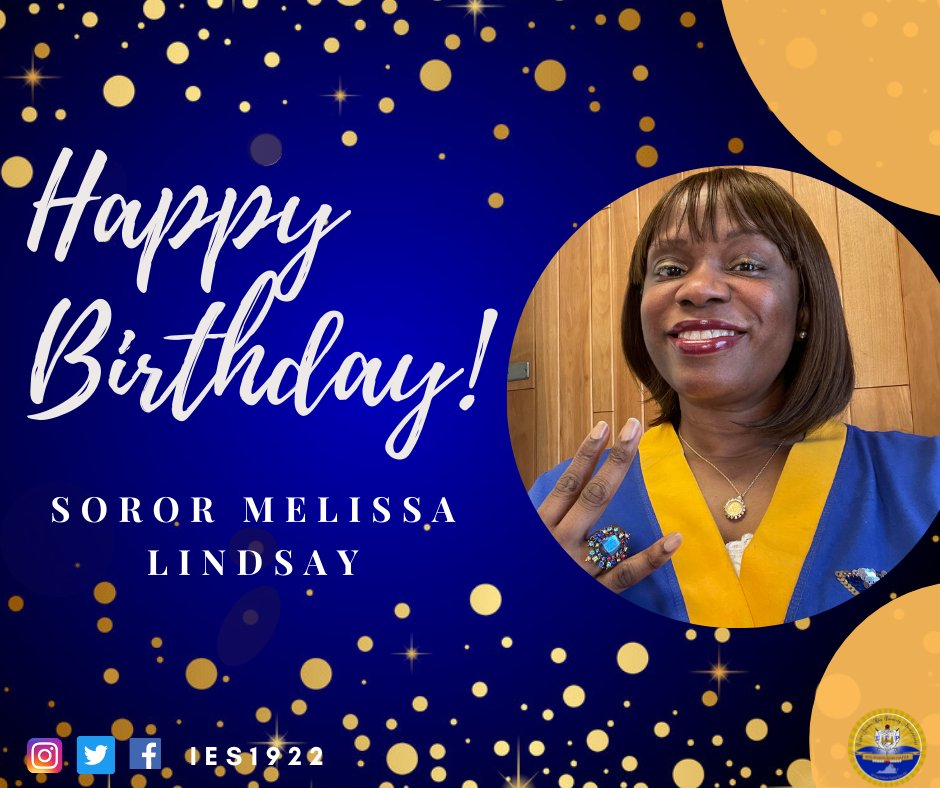 Happy birthday, Soror Melissa Lindsay! IES hopes you have a Golden Day! 💙💛⁠
⁠
#SGRho1922 #IESigma1922 #HappyBirthday #NorthernVirginia #Sorority #Sisterhood