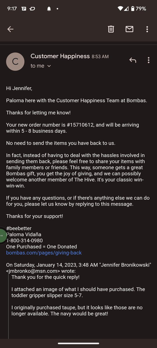 jenbronko's tweet photo. @BOMBAS Best customer service! Bombas customer for life! Thank you! https://t.co/H88ep7601n