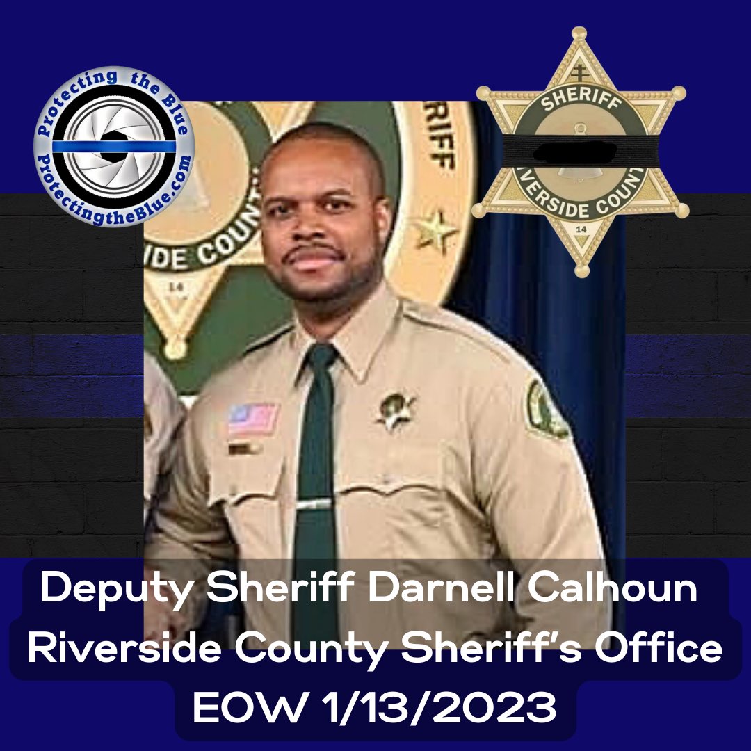 protectingblue's tweet photo. RIP. California Deputy Sheriff Darnell Calhoun was murdered when he was shot and killed while responding to a domestic violence call. He & his wife were expecting a child. #rip #hero #eow #murdered #DeputySheriffDarnellCalhoun #RiversideCountySheriffsOffice #bluelivesmatter https://t.co/NGtr9xdKx2
