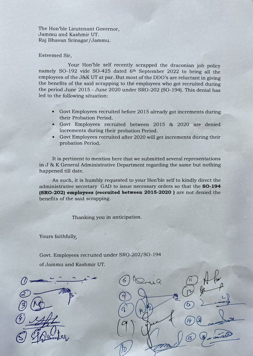 JKTB2019's tweet photo. #Shareit👇👇
Request to Honourable LG J&amp;K @manojsinha_ @OfficeOfLGJandK
Kindly release two increments(1st two yr) to the SRO 202 employees as the policy is repealed now.
@JKgrievance @information_jk @JAKFAS_ @dr_piyushsingla https://t.co/yPICYSnZNG