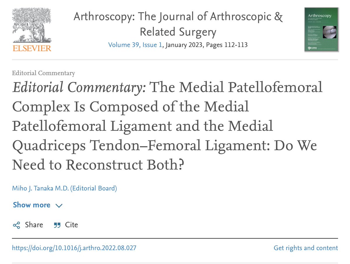 DrMihoTanaka's tweet photo. My latest #commentary in @ArthroscopyJ discusses a study by Shi et al from #PekingUniversity and the role of #DoubleBundle #MPFC reconstruction in the management of #PatellarInstability
https://t.co/vsMFRS7F1G https://t.co/VeH7CYF6Op