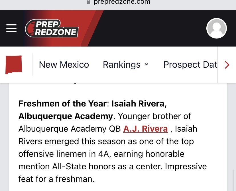 AAIsaiah_Rivera's tweet photo. Blessed to be freshman of the year! Thanks to all the coach’s and teammates who help me to be my best!

@CoachGehres @PrepRedzoneNM @nmpreps @SebastianNoel47 @JamesDYodice @CoachGrine @Brandega @krqesports @1209dlee @LoboManRay https://t.co/MKWsrwNwCv