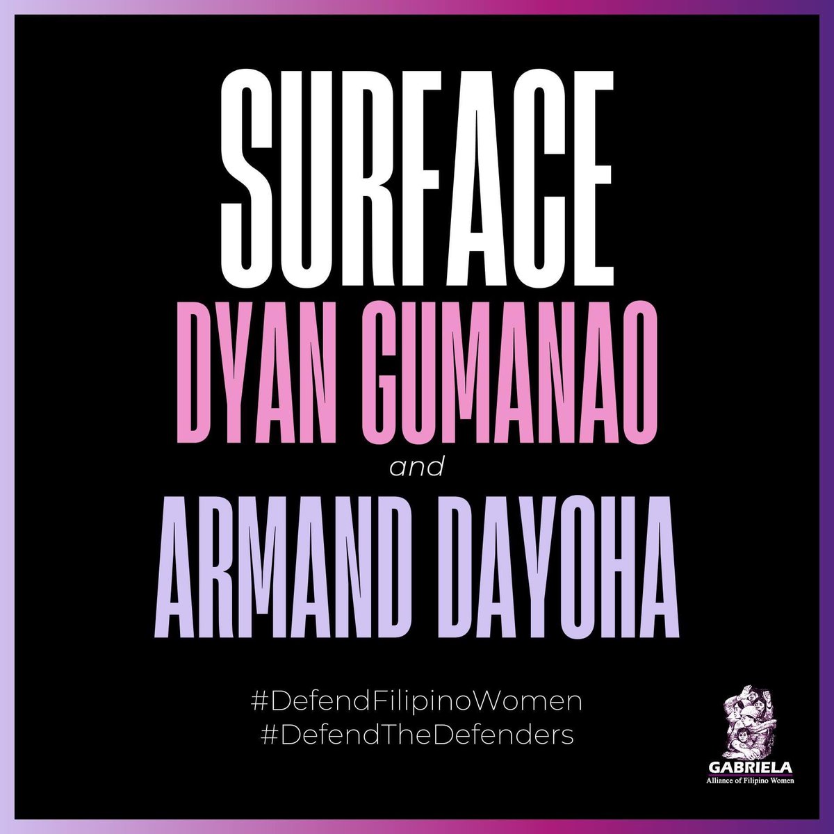 gabrielaphils's tweet photo. GABRIELA raised the alarm on another pair of activists who have been missing since January 10, 2023: Dyan Gumanao, coordinator of the Alliance of Concerned Teachers Region VII Union, and Armand Dayoha, coordinator of the Alliance of Health Workers-Cebu. https://t.co/ky5n9gPsNK