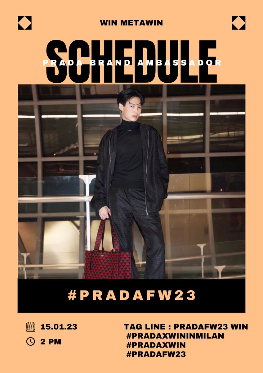 whatwinsays's tweet photo. #Snowballpower's schedule
📆 15.01.23
⏰ 2 PM

PRADA MEN FW23 FASHION SHOW.

Tagline: "Prada FW23 Win"
Hashtag :
# PradaFW23 
# PRADAxWINinMilan 
# PradaxWin
(P.S. The hashtags requested by brand.)

Win Metawin #winmetawin https://t.co/gjI2DXwASQ