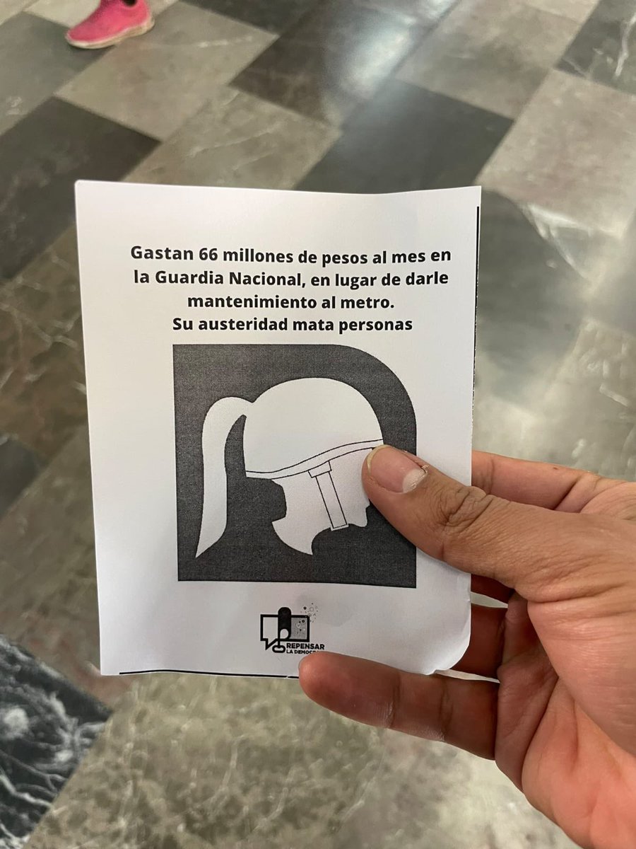 “Gastan 66 millones de pesos al mes en la Guardia Nacional, en lugar de darle mantenimiento al Metro. Su austeridad mata personas”.

Y revela lo que están dispuestos a hacer/sacrificar con tal de mantener viva una candidatura presidencial. 

#MetroMilitarizado