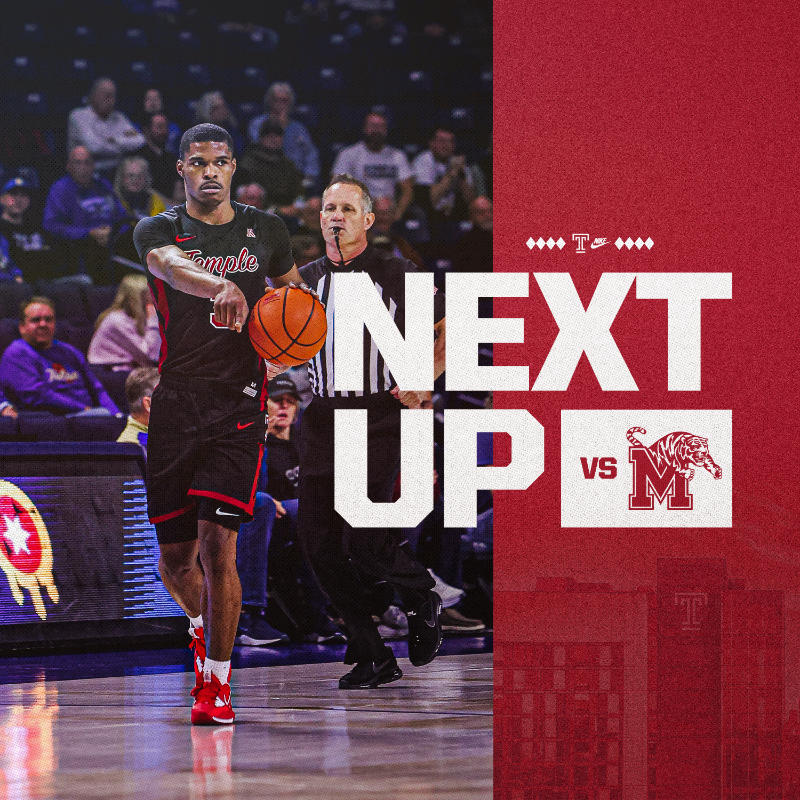 TUMBBHoops's tweet photo. Currently sitting in a 3-way tie for 2nd place in the conference standings, Temple will host the conference's preseason pick to finish second, Memphis in a key showdown Sunday afternoon at 3pm at the @LiacourasCenter

𝗔𝗟𝗟 𝗜𝗡!  #ForPhilly