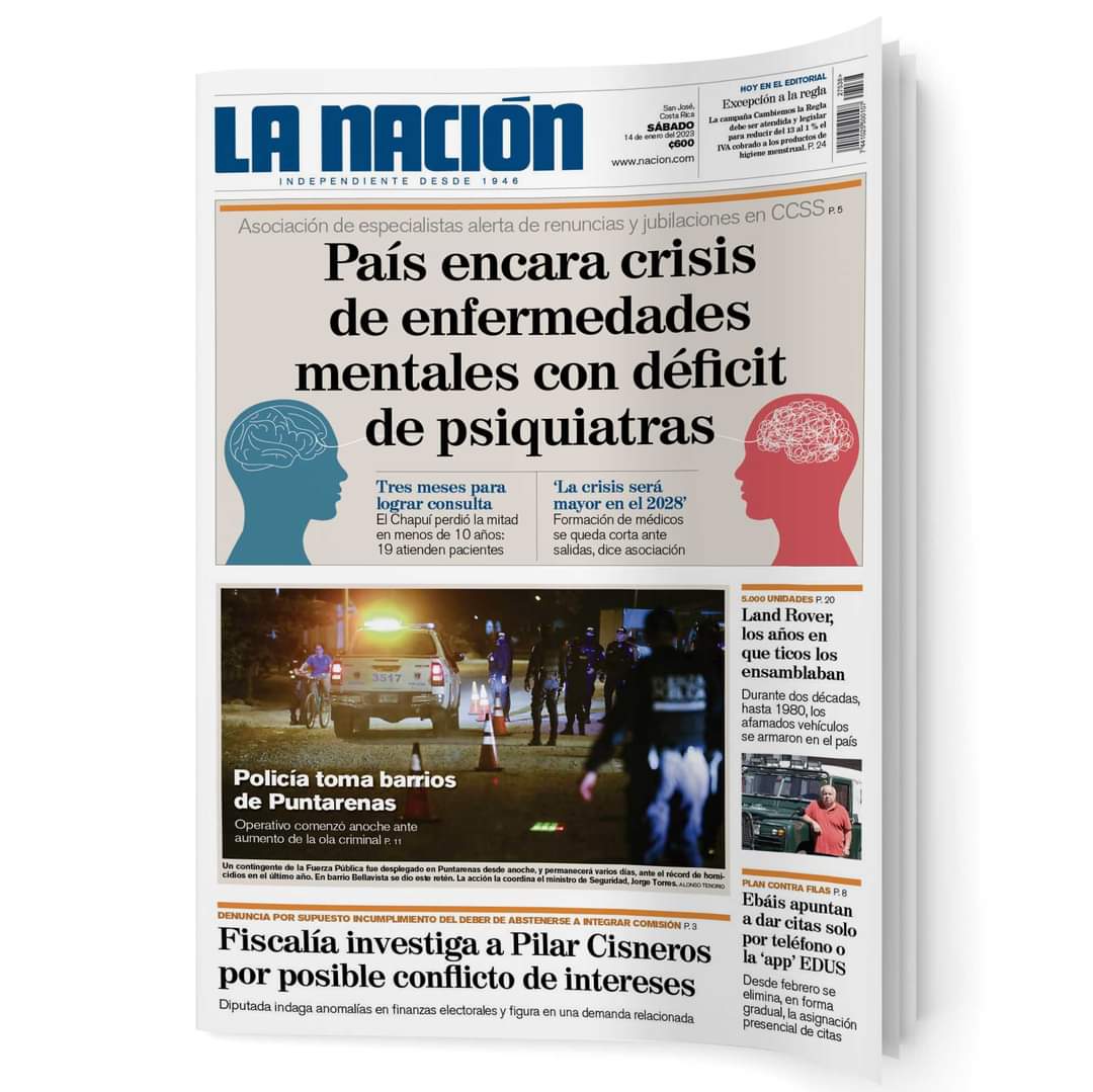 armandomayorga's tweet photo. Hoy, en portada de La Nación, dos noticias de las cuales usted no se informaría en medios vinculados al poder político.
#Lanacion #periodismo #costarica #troles #psiquiatría #ebais #landrover #puntarenas https://t.co/BqIIieSysx