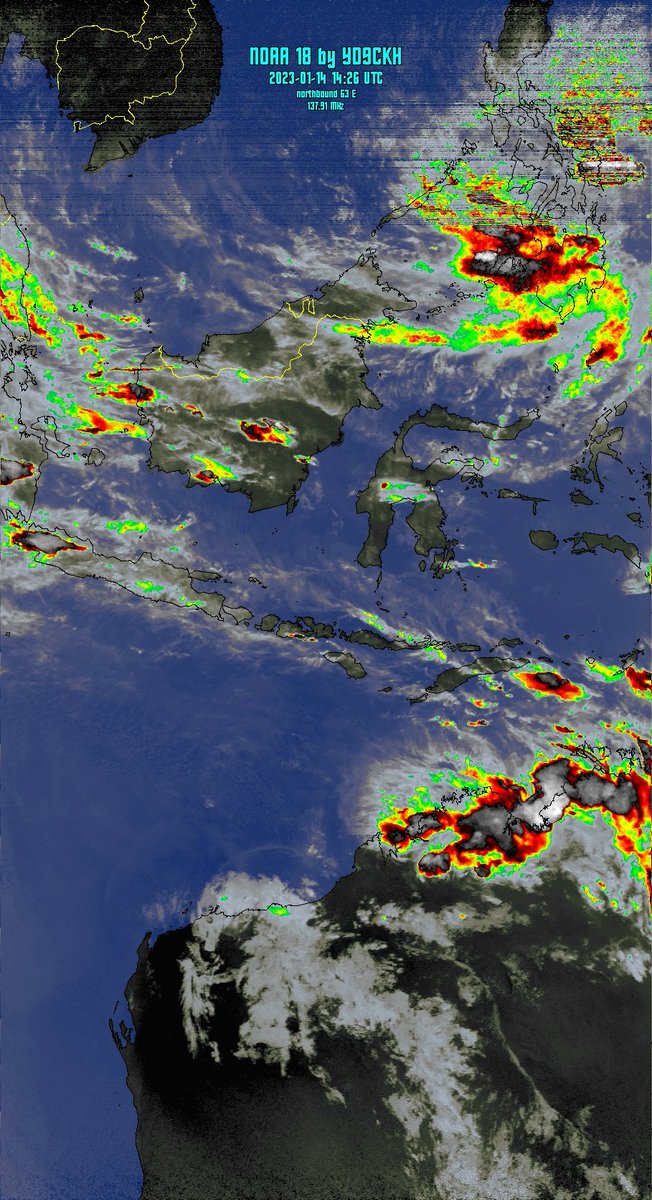 Jutahariadi's tweet photo. NOAA-18 #APT over Bali (OI71oi), 14:26 UTC.
#WX #NOAA18 #HVCT https://t.co/lyYiZWAdNW