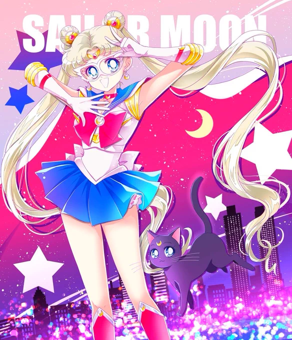 #彩度100にすると超派手 スマホに残ってた絵でやってみた。自分じゃ絶対描けない配色だこれはこれで可愛い?な 