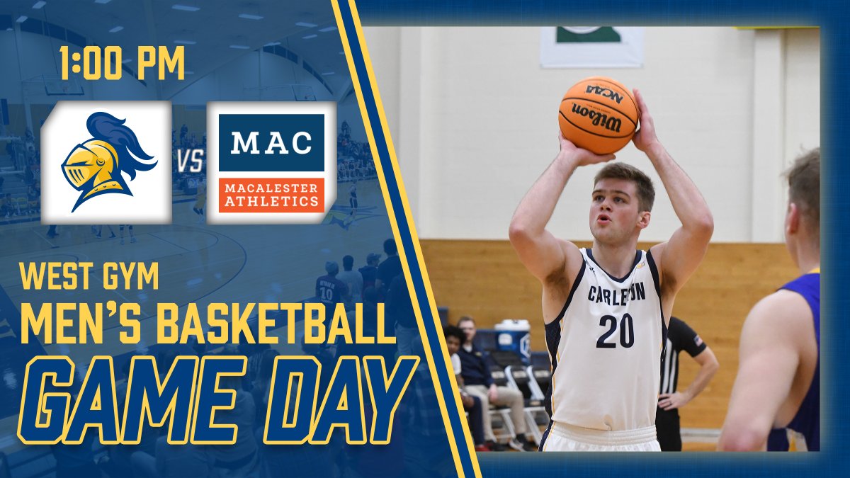 CarletonKnights's tweet photo. Carleton Men's Basketball kicks off the men's and women's doubleheader against Macalester at 1PM in West Gym. 
Live video/stats: https://t.co/VR0H0A11Mb
#d3hoops https://t.co/cm2UbatU0G