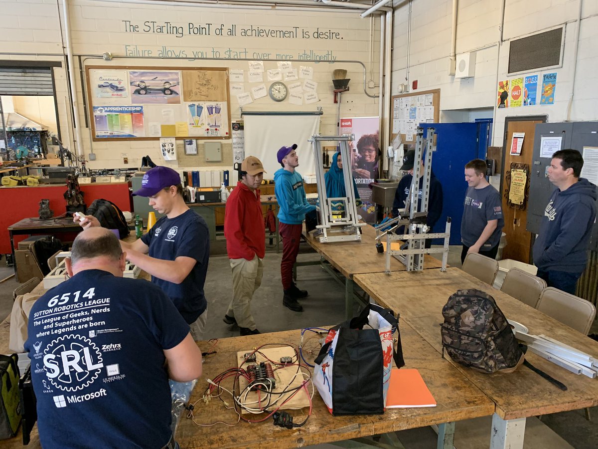 SRL_6514's tweet photo. … and our #RobotTeam has moved to the shop - designing a hand mechanism, prepping a test chassis and updating software.  Bunch of busy #teenagers doing #stem - great way to spend a Saturday!

@CANFIRST @SuttonDHS #omgrobots https://t.co/4tA6htUsHm