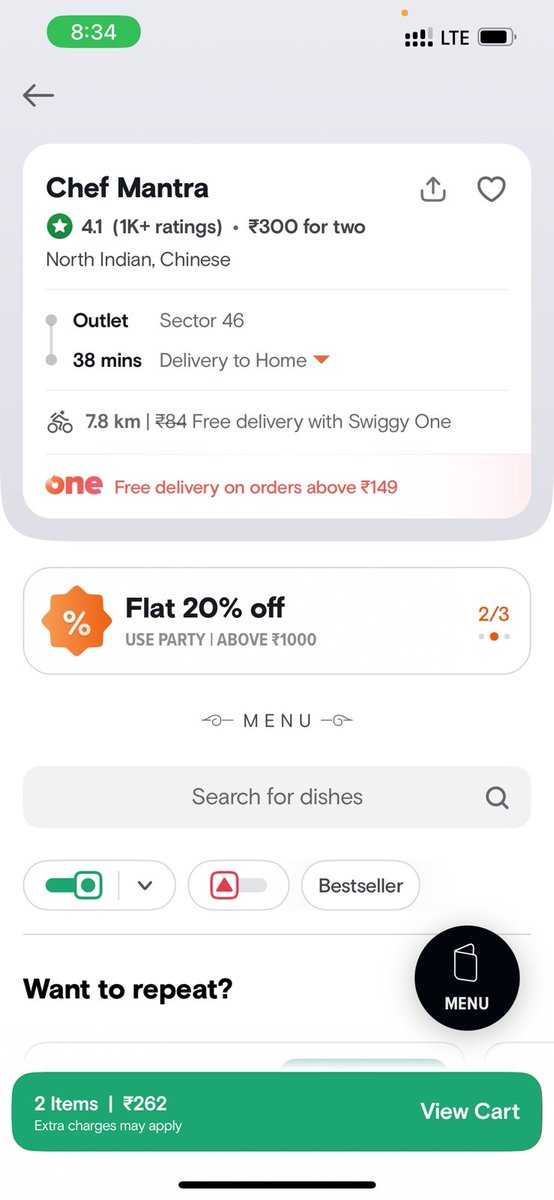 iamukeshjain's tweet photo. Hi, @SwiggyCares @Swiggy does offer vary account to account? and  Same restaurant, Same distance? https://t.co/U3YWddFyDT