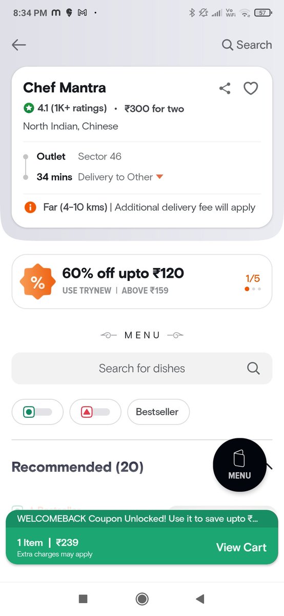 iamukeshjain's tweet photo. Hi, @SwiggyCares @Swiggy does offer vary account to account? and  Same restaurant, Same distance? https://t.co/U3YWddFyDT