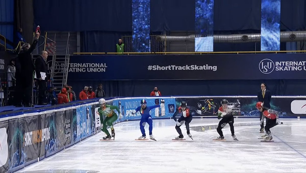 IceSkateIRL's tweet photo. Sean McAnuff 🇮🇪 has finished 5th in his 500m quarterfinal heat at the European #ShortTrackSkating Championships which is not enough to advance any further. He will be back tomorrow morning for the 1000m repechages. https://t.co/fCPqr1UVF1