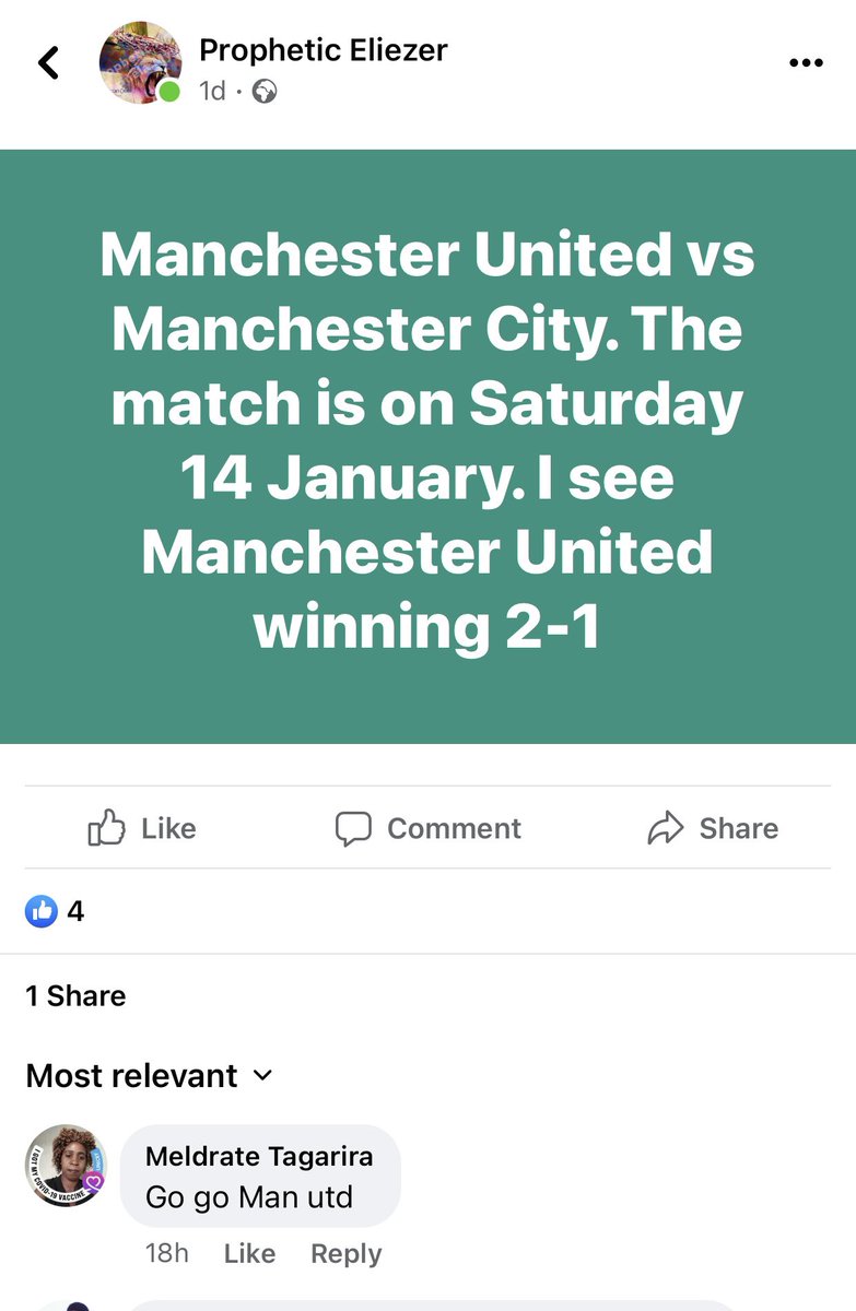 DhlaminSean's tweet photo. @goal @MarcusRashford @Casemiro This prophet spoke this yesterday, check him on Facebook he has many accurate prophecies https://t.co/8kZvyz5FuT