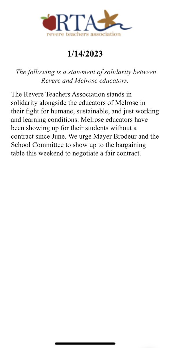Revere educators support Melrose  educators who have authorized a strike!!!!

@MEAMelroseMA 

Show your support at their rally at Memorial Knoll Park in Melrose at 1pm this Sunday! #1u and donate to their strike fund!!! gofundme.com/f/strike-fund-…