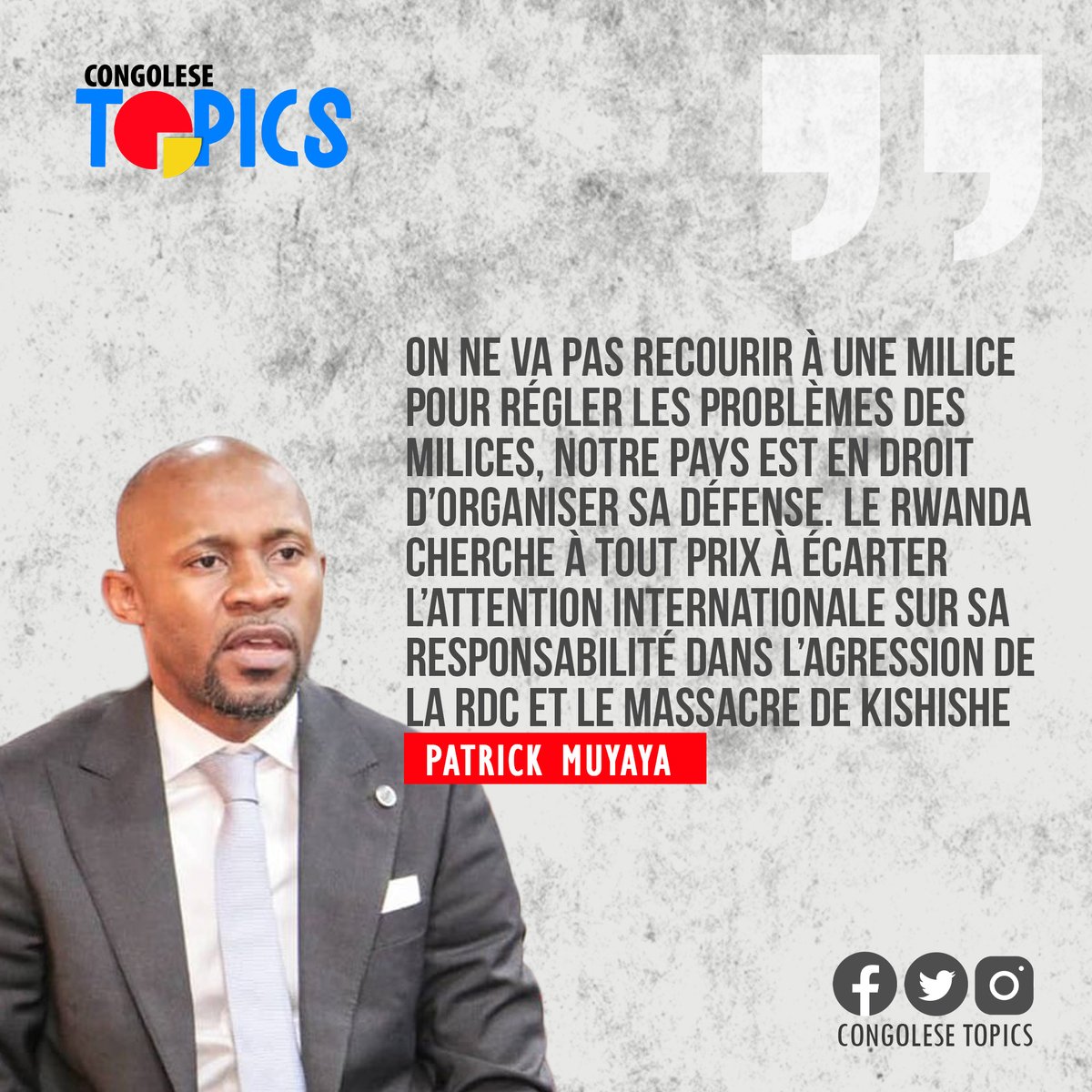 CongoleseTopic's tweet photo. On ne va pas recourir à une milice pour régler les problèmes des milices, notre pays est en droit d'organiser sa défense. Le Rwanda cherche à tout prix à écarter l'attention internationale sur sa responsabilité dans l'agression de la RDC et le massacre de Kishishe. @PatrickMuyaya https://t.co/SOSdDh5Xwg