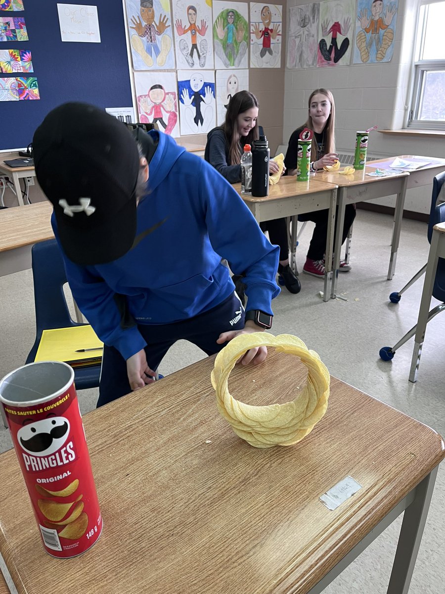 chalmersclass's tweet photo. A favourite Friday challenge! So much success, perseverance and… a yummy treat! @HewittsCreek #pringleschallenge https://t.co/1NWgsQ7jnh