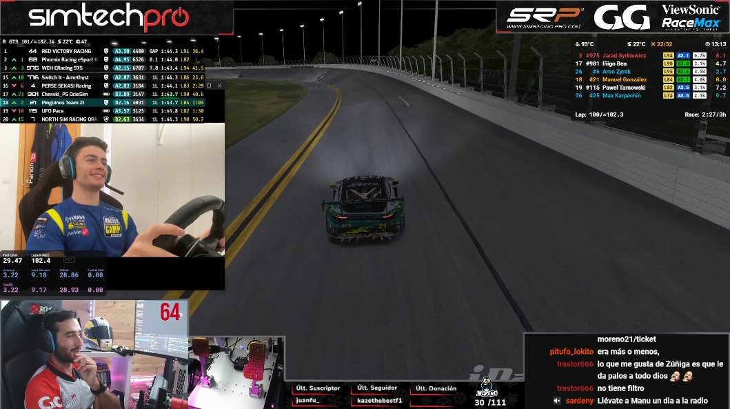 Hoy 3 horas de Endurance en Daytona con uno de los pilotos más punteros de #Moto2 en 2023 en <a href="/MotoGP/">MotoGP™🏁</a>. <a href="/M18Gonzalez/">ManuGonzalez</a> <a href="/18ManuGonzalez/">Manuel Gonzalez Simon</a> 

Y como nos hemos quedado con ganas de más, mañana a las 18:00H repetiremos. 
En directo, en twitch!
<a href="/GGSimRacing/">GG ViewSonic SimRacing Team</a> <a href="/Simtechpro/">SimtechPro</a>  <a href="/SRPsimracingpro/">SRP SimRacing-Pro.com</a>