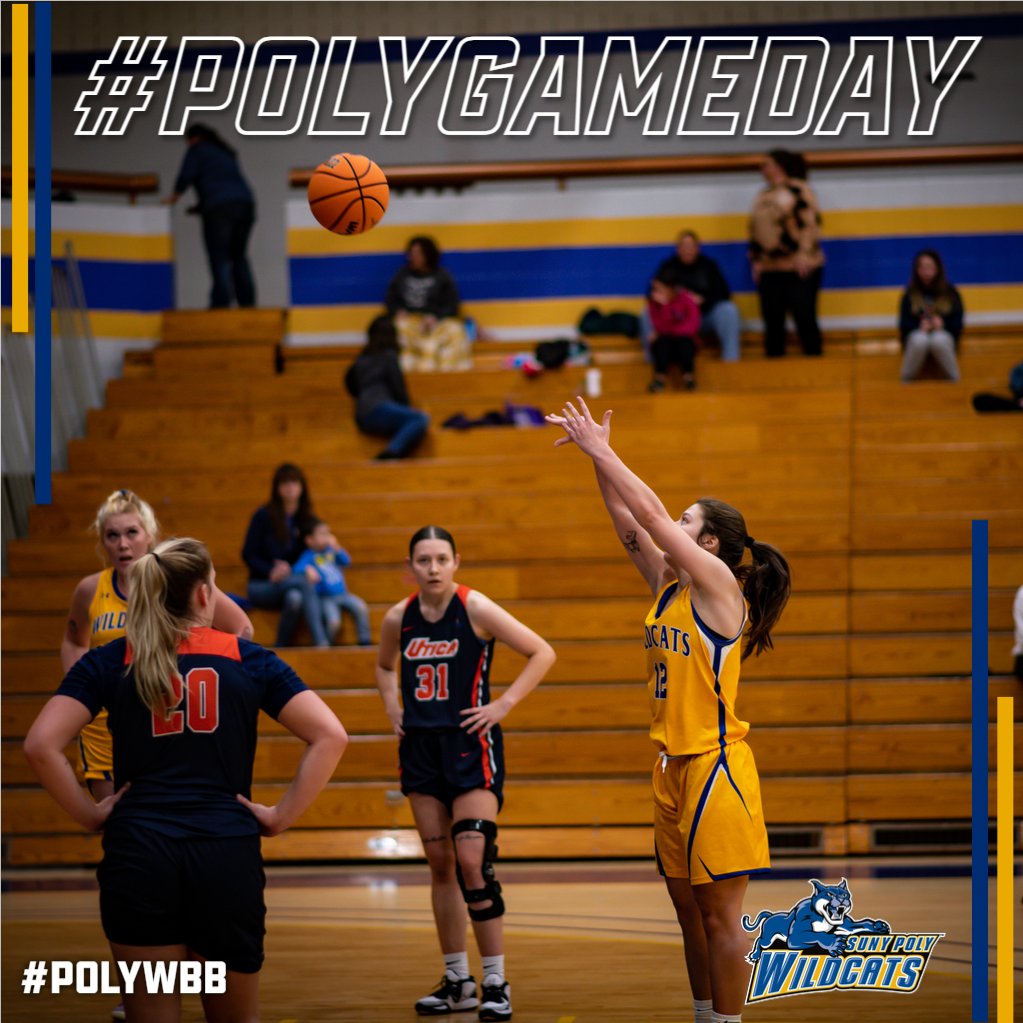 PolyWildcats's tweet photo. #PolyGameday🟡🔵🏀
Women's basketball hosts UMPI today in @nacathletics action! 
🕖 - 1:00 PM
📍 -  Campus Center Gym
📺📊 - Check our schedule for live coverage links! 
#PolyWBB #d3hoops https://t.co/qLFz1sWT6T
