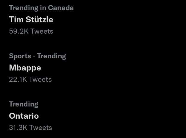 Jay_Mac1991's tweet photo. Update:
Woke up to seeing Jimmy Stü being more trendy than Mbappe and the All of Ontario combined. Let's keep it going!
#NHLAllStarVote Tim Stützle 
#NHLAllStarVote Tim Stützle 
#NHLAllStarVote Tim Stützle https://t.co/9ypA1EO27G