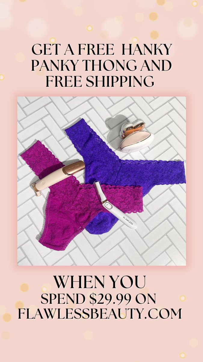 FT_Flawless's tweet photo. Get a free @HankyPankyLtd thong and FREE shipping when you spend $29.99 on https://t.co/dLXh1DwAYw ✨ Don't miss out on this fantastic deal while supplies last! Use code: HANKY at check out to redeem your free gift 💝 #giftwithpurchase #FlawlessBeauty https://t.co/qeBS0QlfQd