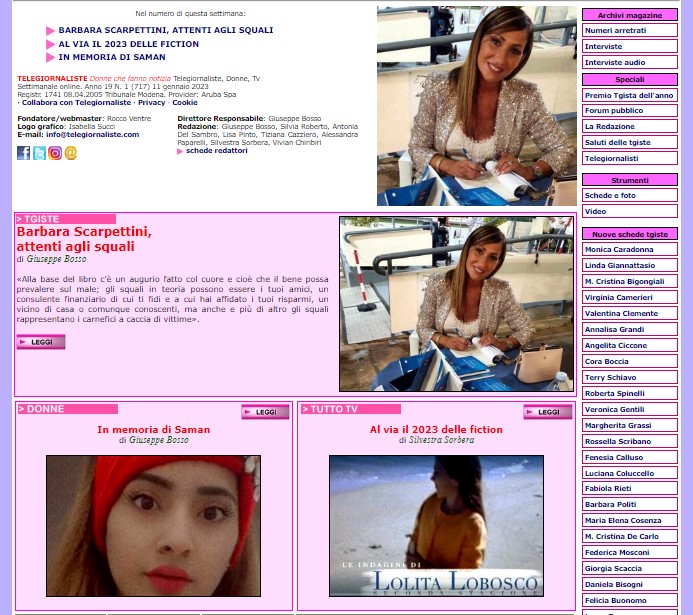 Online il numero 717 di #Telegiornaliste #donnechefannonotizia. In copertina: #BarbaraScarpettini #SamanAbbas #LolitaLobosco #mercoledinetflix telegiornaliste.com