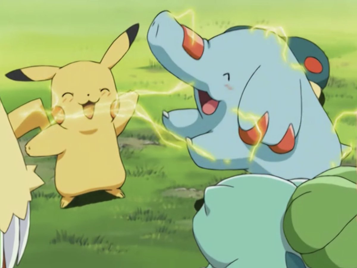 MyFavCharmeleon's tweet photo. Seeing Donphan really does remind me when pikachu used to give phanpy electric showers #anipoke https://t.co/1kY0VxT5gD