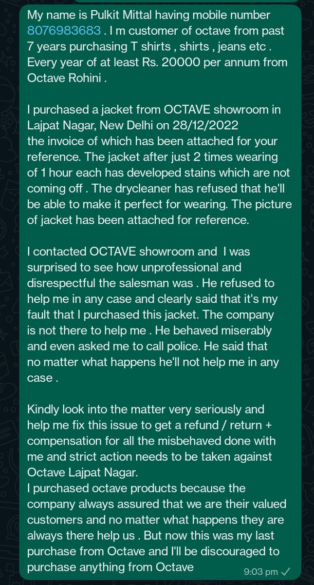 pulkitm163's tweet photo. @octave_in Worst experience ever . https://t.co/XoJd8snLR4
