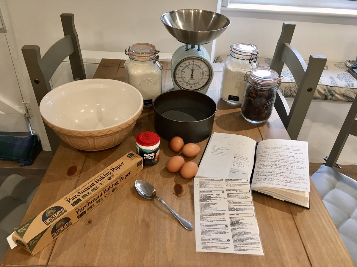 Let baking commence, today it is Queen Scones and Family Fruit Cake 😋#baking #ingredients #flour #eggs #driedfruit #scales #mixingbowl