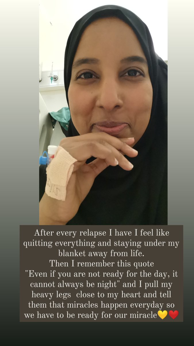 RahmaAdamz's tweet photo. After every relapse I feel like quitting and staying under my blanket away from life.
Then I remember this quote
"Even if you are not ready for the day, it cannot always be night" I pull my heavy legs and tell them that miracles happen so we have to be ready for our miracle💛❤️ https://t.co/74pf8Ywgkb