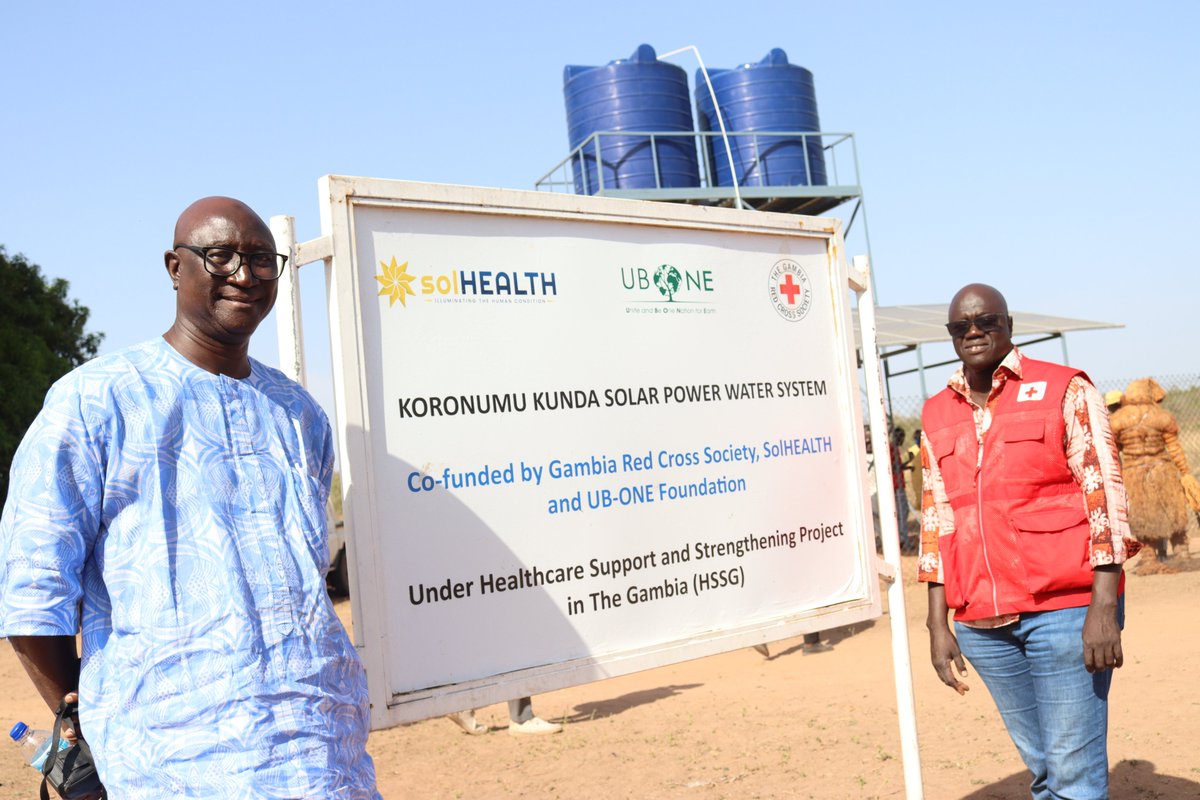GambiaRedCross's tweet photo. Lack of clean water affects many communities in #TheGambia and this has impacted negatively on their living standard.

Thanks to @GambiaRedCross  @SolHEALTHteam &amp; #UBOne, for their intervention in providing clean water to the people of KoroNumu Kunda and its surrounding villages. https://t.co/Sg6FmfLbeb