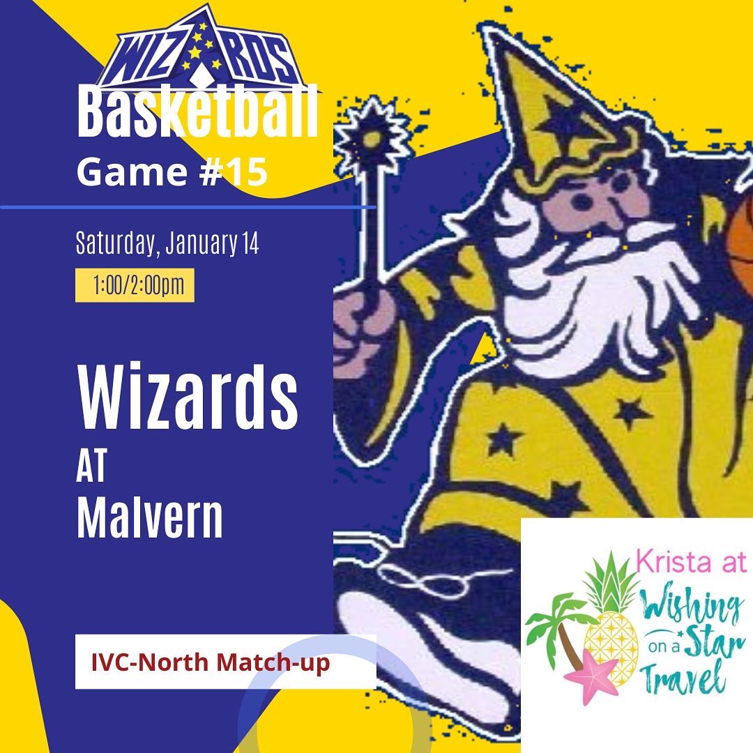 WizardsofOs's tweet photo. GAME DAY!!  The Wizards travel to Malvern to play the Hornets in an IVC North match-up.  The JV game will start at 1pm and be 2 quarters.  Varsity will follow at approximately 2pm!  We hope to see you there! #GetToNOTGotTo https://t.co/PjcjYH1VLk