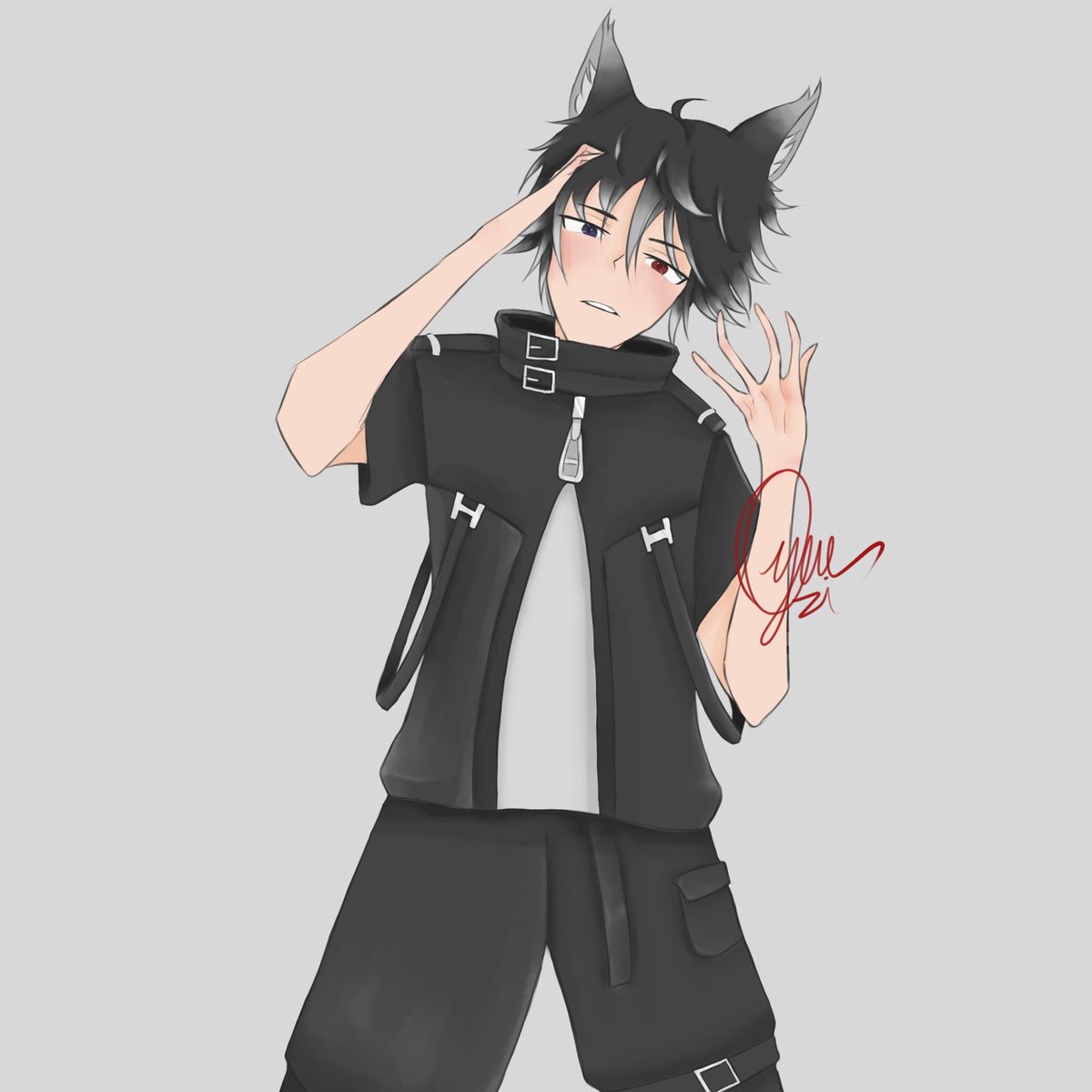 reirayomi's tweet photo. I lost track of how long this actually took me but @Draqona_ here's you in the stupid kaneki pose.

Anatomy is not my strong suit and also I was way too excited so I rushed this. #draqart #Vtubers #art https://t.co/QGGK6vNtNf