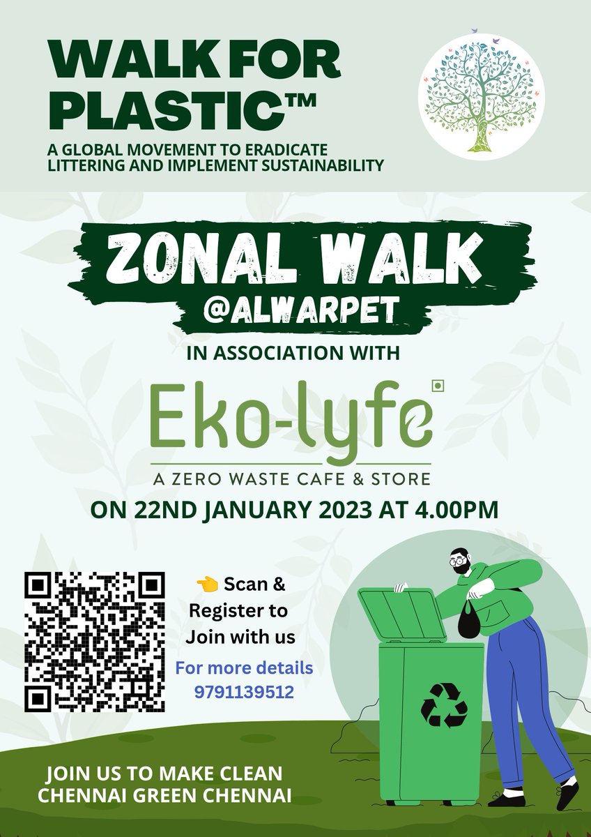 WalkForPlastic's tweet photo. Collaborating with #EkoLyfe for zonal walk at Alwarpet on next Sunday 22nd Jan.
Kindly register to participate.
https://t.co/GrC1FU9HQh
#walkforplastic #nature #StopLittering #plasticawareness #recycle #plasticpayanam https://t.co/BV62Uf5Q2o