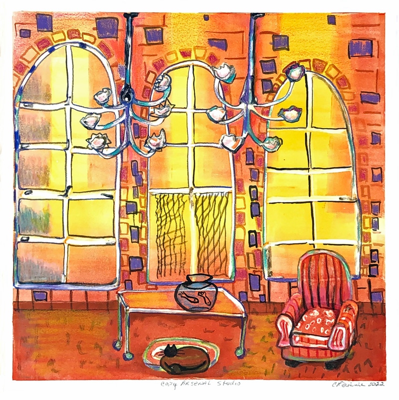 ValleyGallery's tweet photo. Christina Finnie's chandelier and windows series delights and plays with color in fresh new ways.
"Cozy Arsenal Studio," 16 x 16 inches, oil based printmaking ink on BFK, Prismacolor pencil
#chandelier #windows #artseries #artcollectors #ink #oilbased #print #coloredpencil https://t.co/BpmMkPYZro