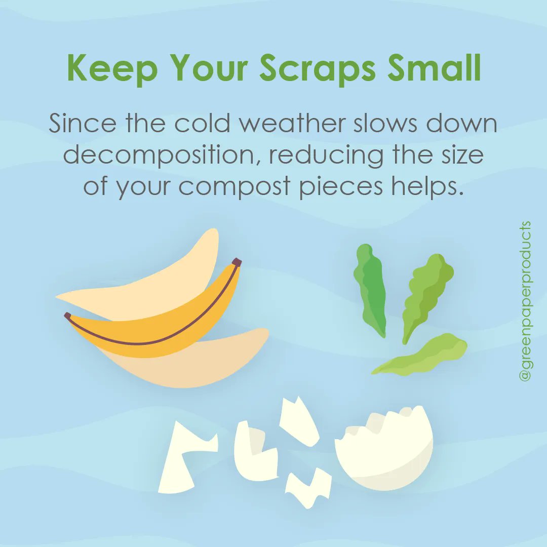 GreenPaperProd's tweet photo. Don't let the cold months cancel your composting efforts. ❄️ 

When handled correctly, your compost pile can still be effective even in the depths of Winter! Check out these quick tips for continuous composting in cold weather.

#composting #composttips #wintercomposting https://t.co/FxSMXIWuWQ