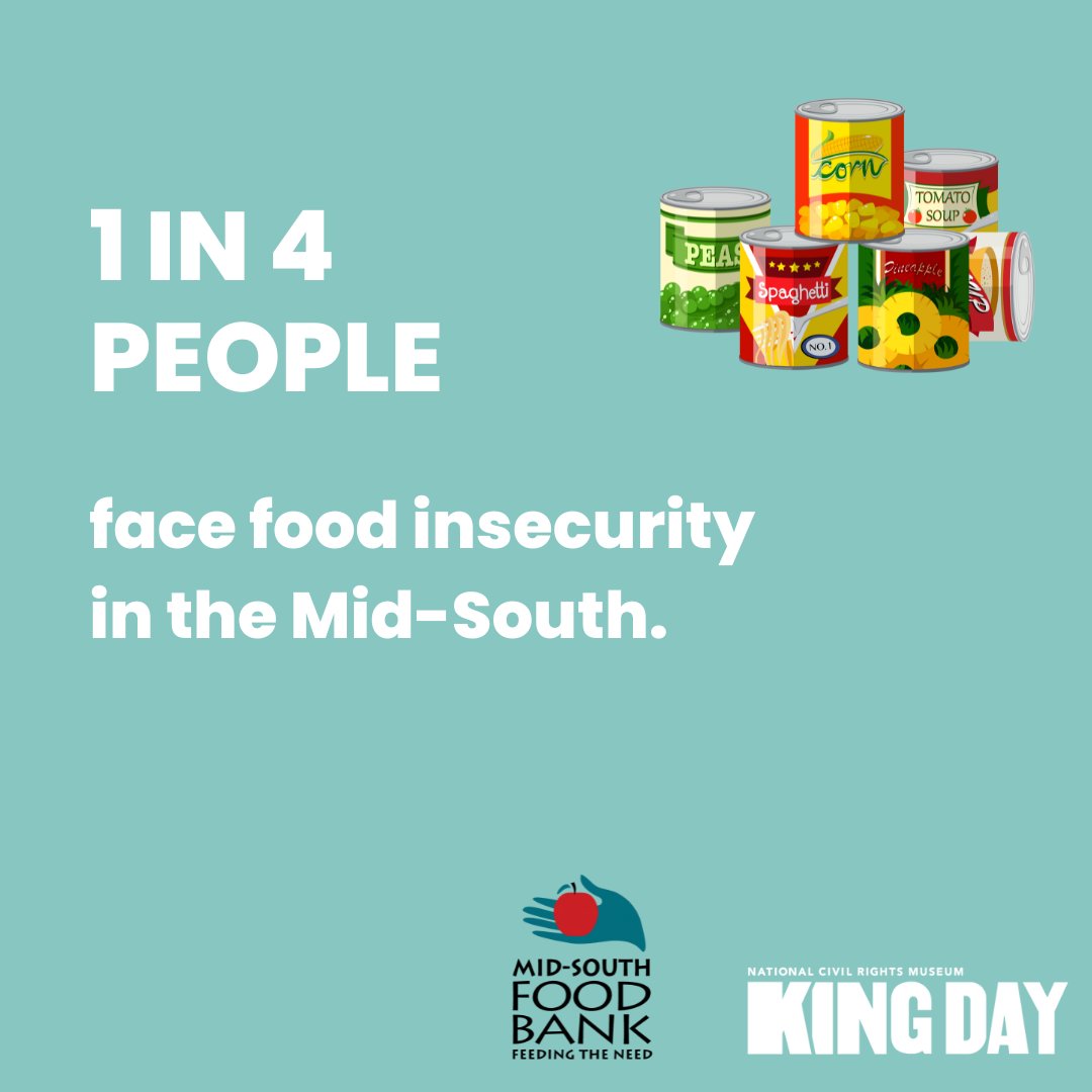 For #KingDay2023, the Museum is requesting guests bring canned goods and nonperishables to help <a href="/MSouthFoodBank/">Mid-South Food Bank</a> feed the growing number of hungry families in our area. 

Here are some facts you should know about local food insecurity.
